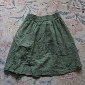 notPERFECTLINEN SION gathered linen skirt M/L Vintage Green, 23.5 in long